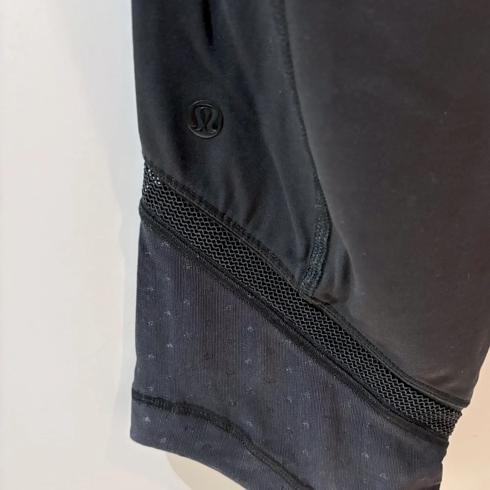 Lululemon Just Breathe Crop Mesh Black‎ Capri Leggings Sz 8 & 19” inseam